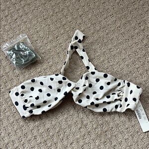 J. Crew Black and White Polka Dot Bikini Top